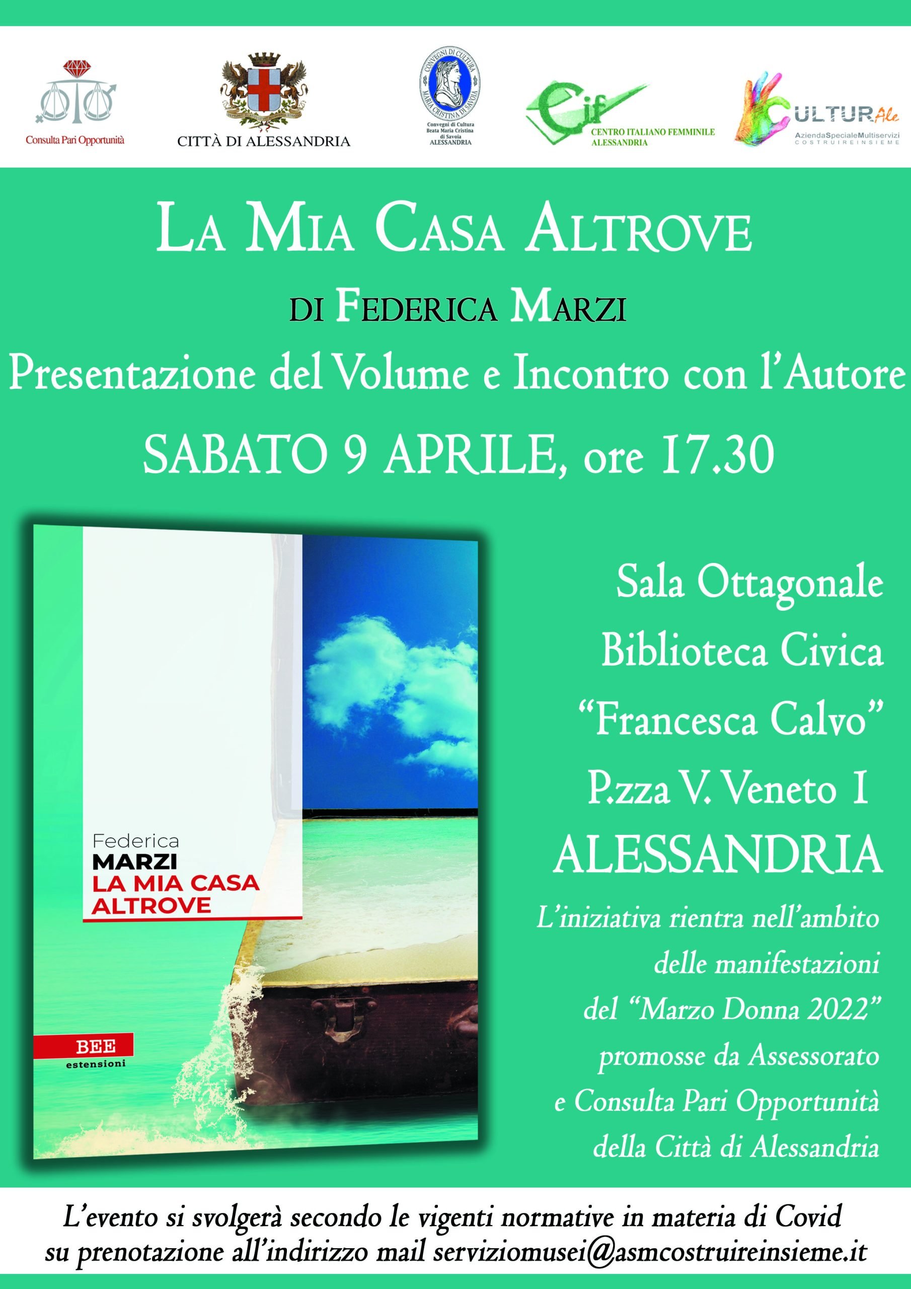 Il 9 aprile Federica Marzi presenta il romanzo “La Mia Casa Altrove
