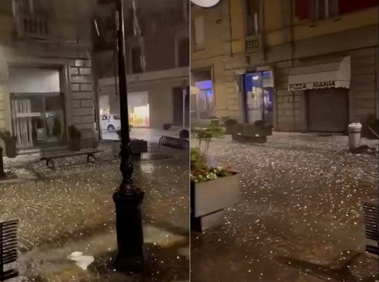 Il video della violenta grandinata notturna a Tortona