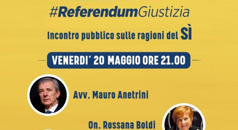 Referendum Giustizia: il 20 maggio a Tortona l’incontro “Io dico sì”