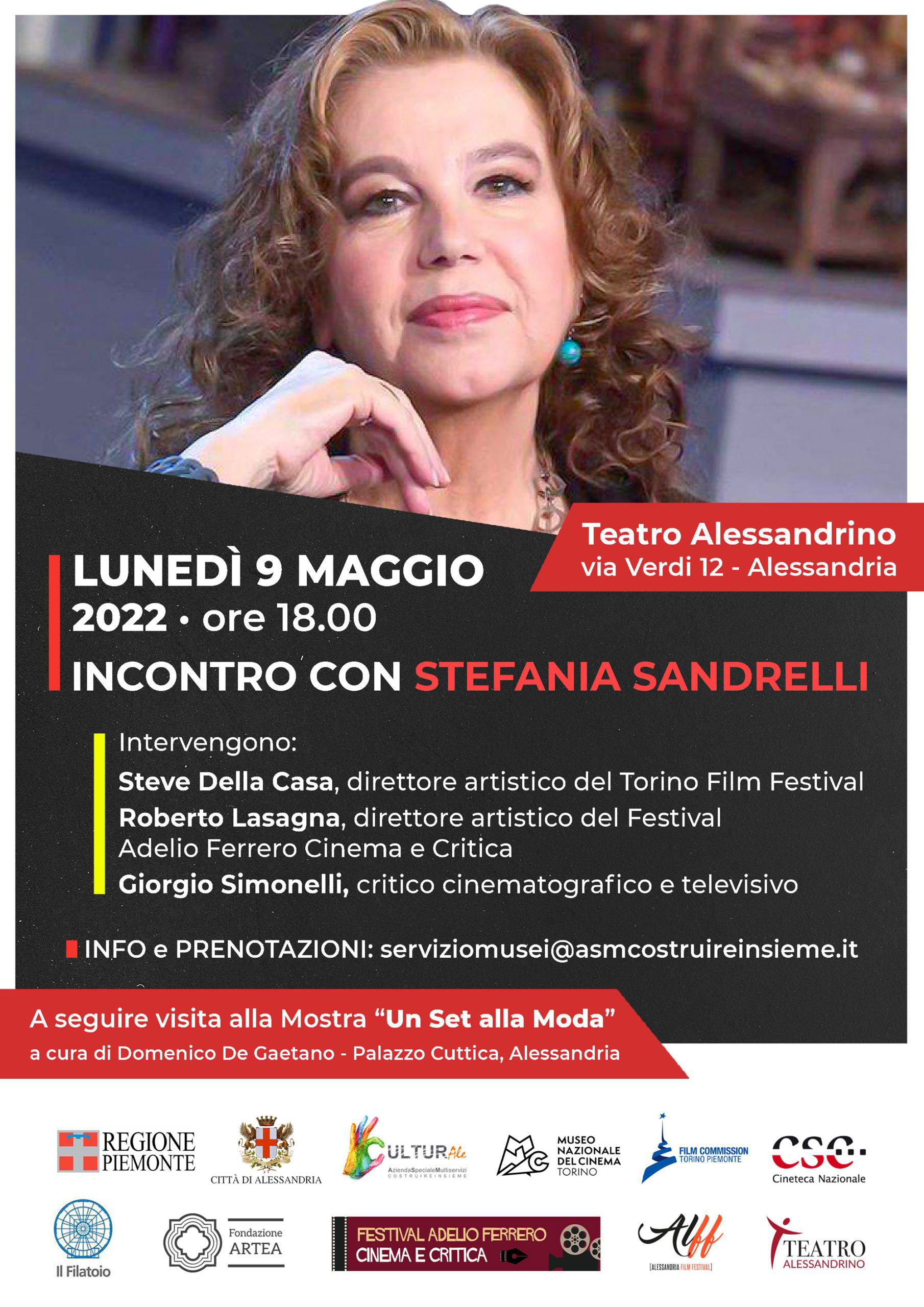 Il 9 maggio Stefania Sandrelli incontra i cittadini al Teatro Alessandrino