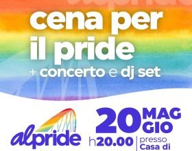 Il 20 maggio cena per il Pride alla Casa di Quartiere di Alessandria