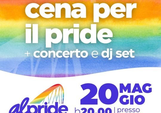 Il 20 maggio cena per il Pride alla Casa di Quartiere di Alessandria