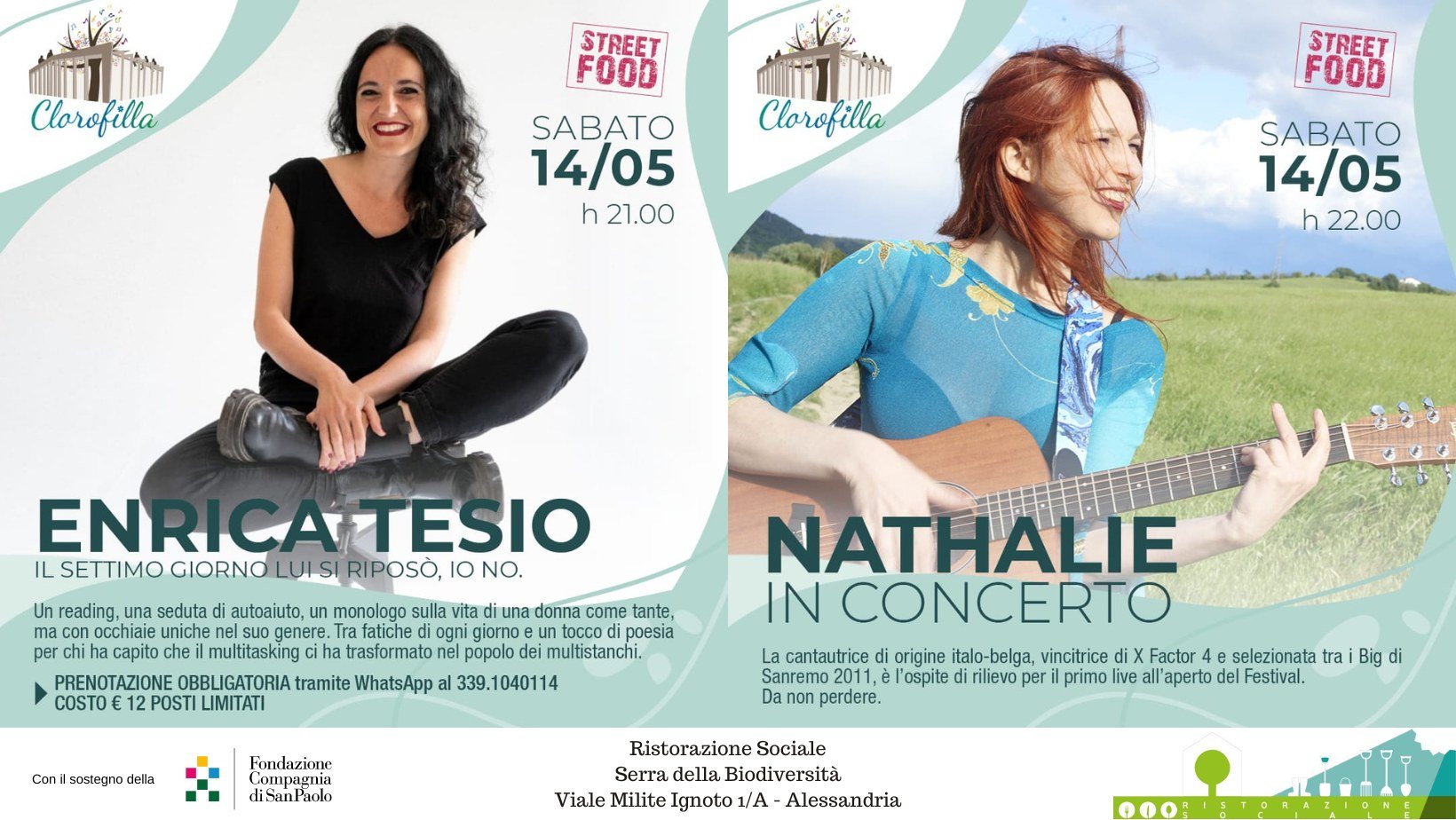Il 14 maggio la scrittrice Enrica Tesio e la cantante Nathalie inaugurano il Clorofilla Festival