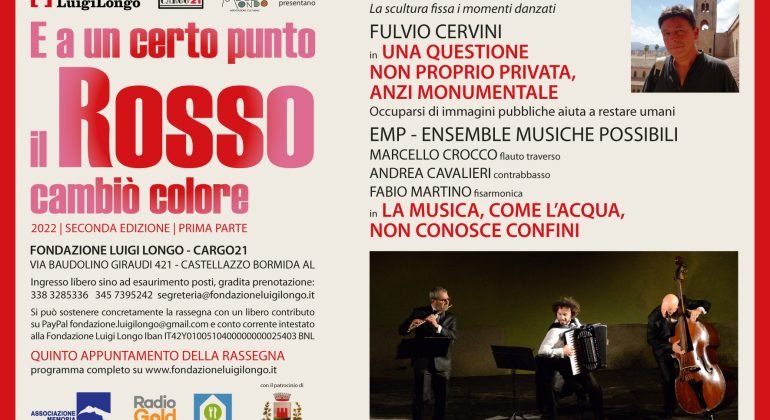Venerdì 13 maggio Fulvio Cervini e il trio EMP-Ensemble di Musiche Possibili alla Fondazione Longo