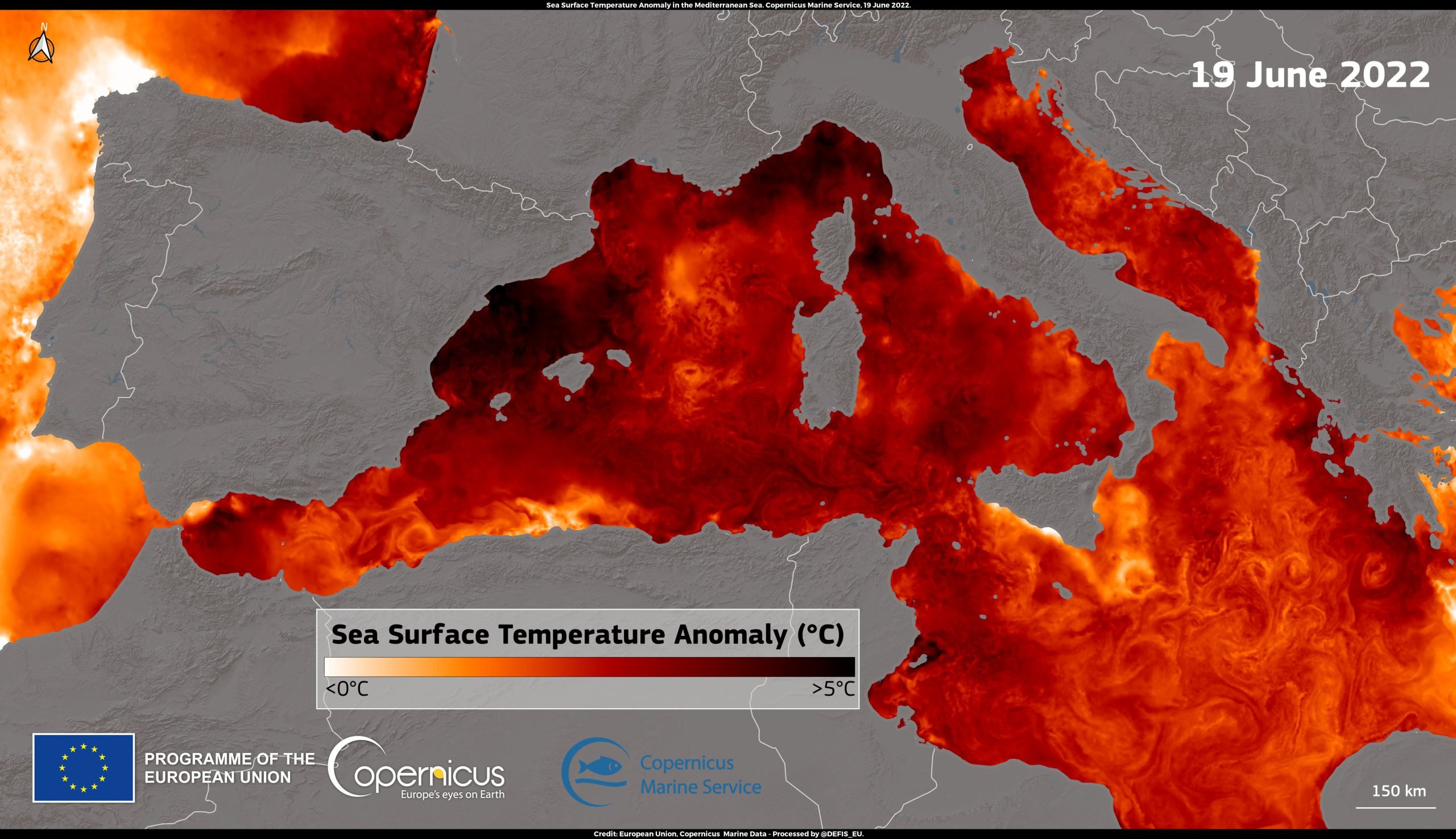 Il caldo riscalda anche il mare: domenica registrati +5 gradi nel Mediterraneo