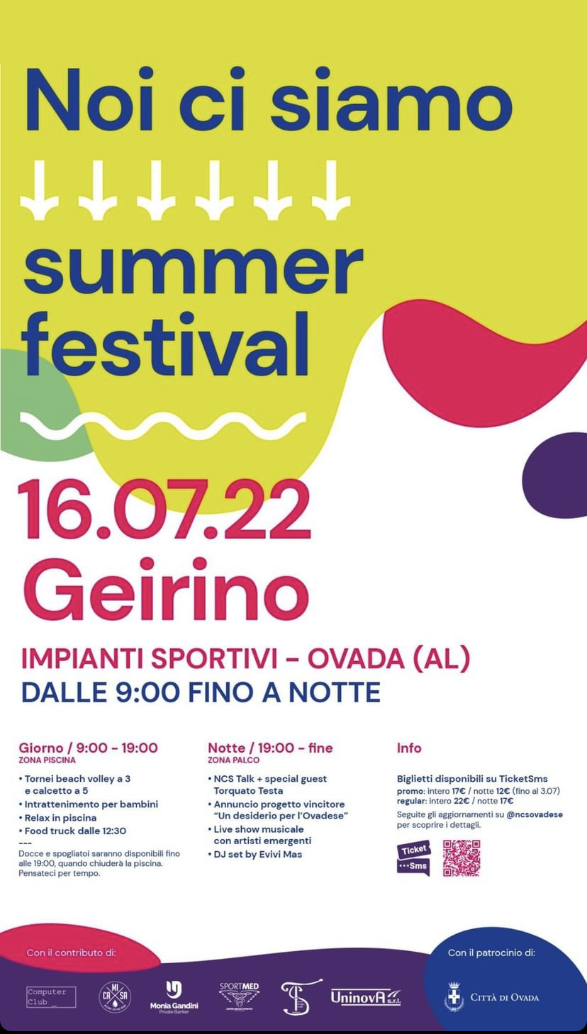 Sabato 16 luglio a Ovada una giornata di divertimento con “Noi ci siamo – summer festival”