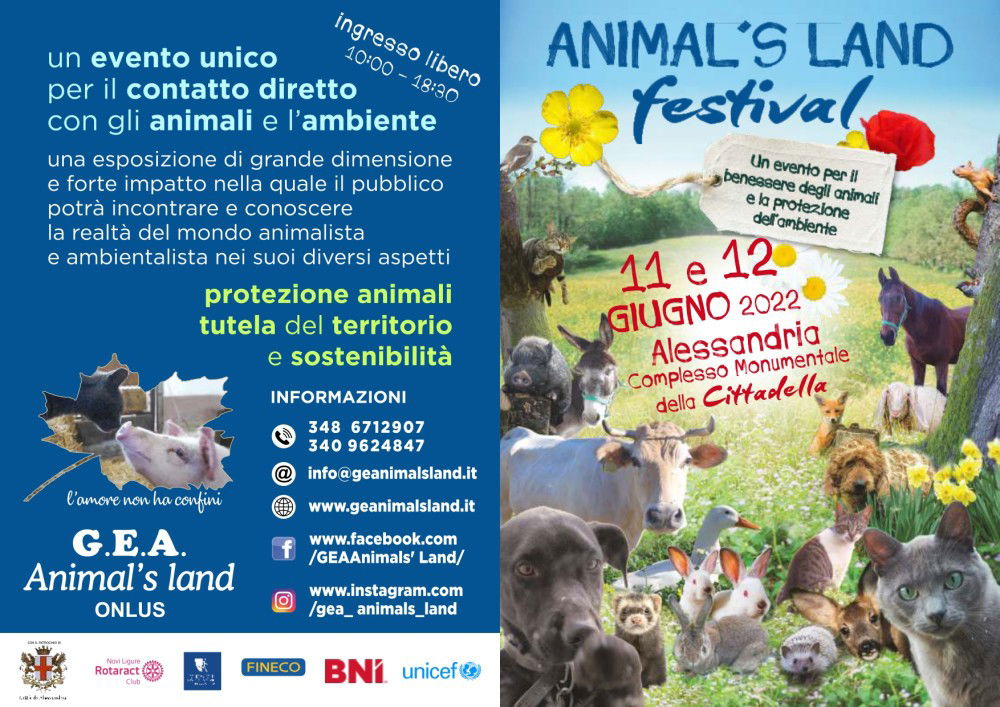 Sabato 11 e domenica 12 giugno “Animal’s Land Festival” in Cittadella ad Alessandria