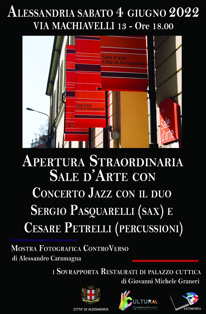 Il 4 giugno concerto jazz di Sergio Pasquarelli e Cesare Petrelli alle Sale d’Arte di Alessandria