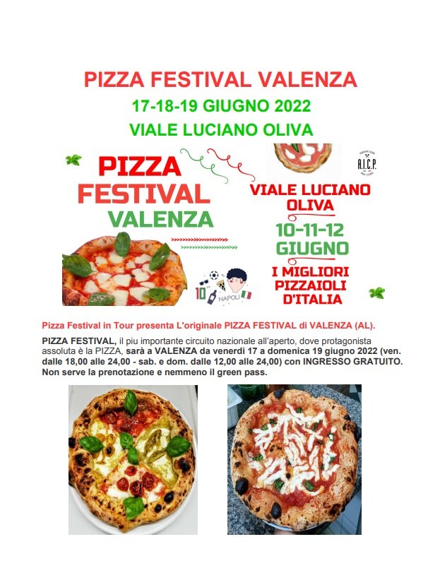 Dal 17 al 19 giugno il Pizza Festival in viale Oliva a Valenza