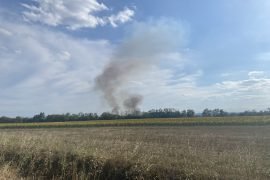 Incendio in un campo a Sezzadio