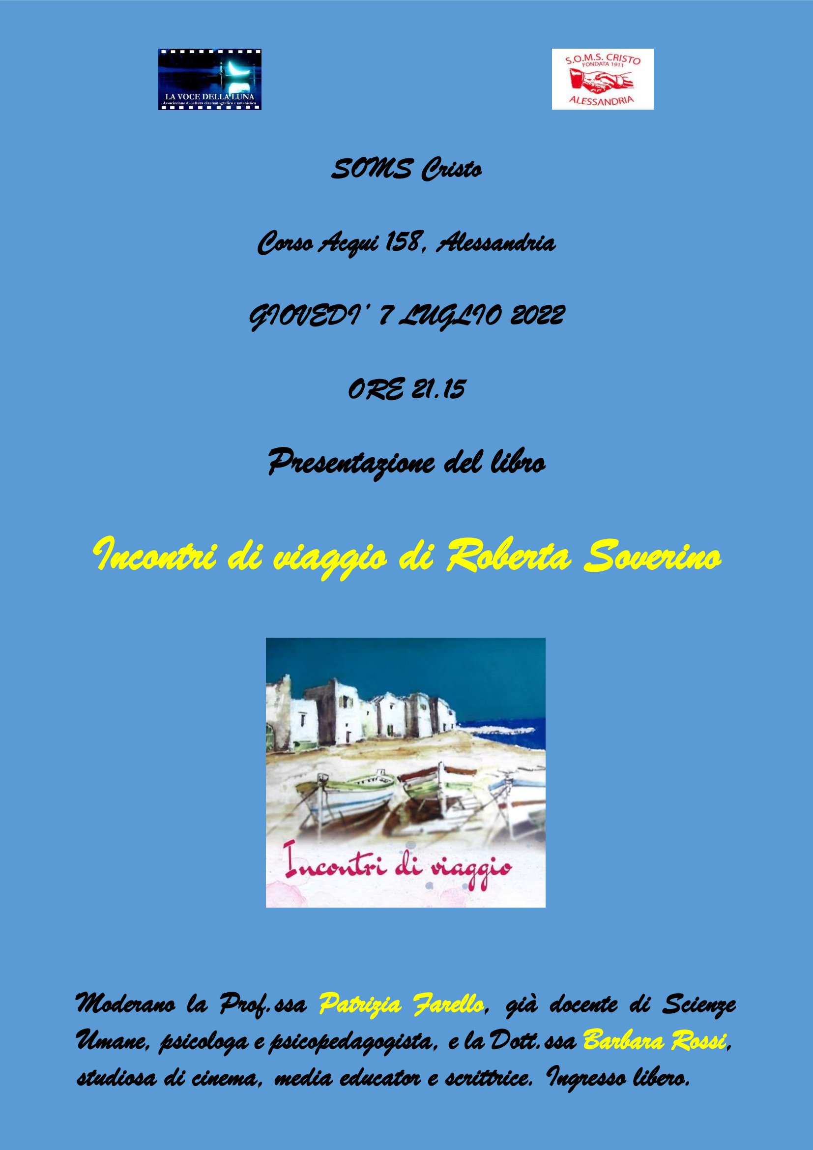 Il 7 luglio ad Alessandria Roberta Soverino presenta il suo libro “Incontri di Viaggio”