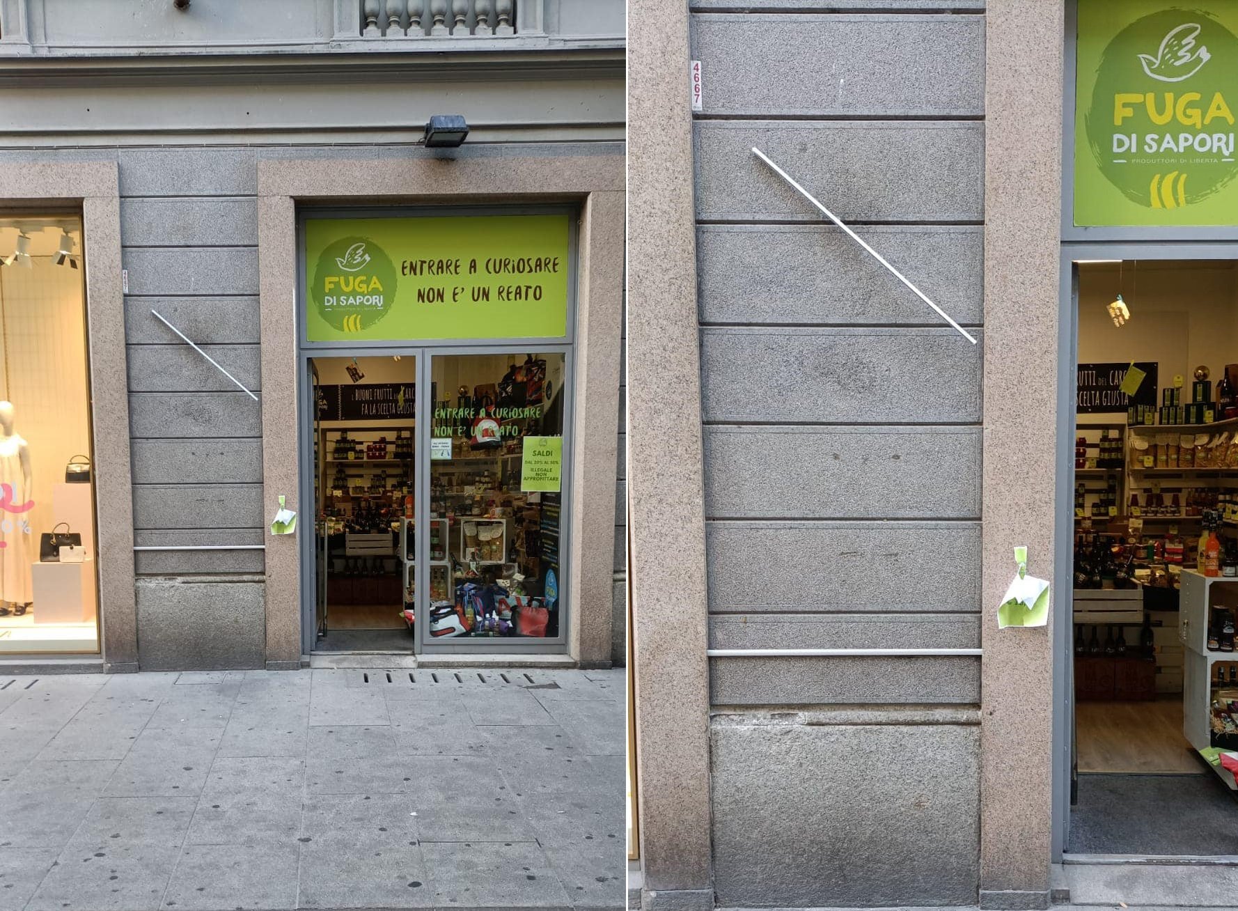 Atto vandalico a Fuga di Sapori in Corso Roma: distrutta l’insegna della bottega