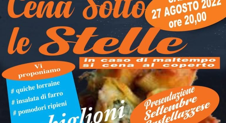 Sabato 27 agosto a Castellazzo Bormida si “Cena sotto le stelle” in memoria di Luca Cestaro