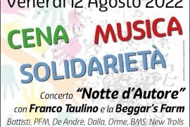 Venerdì 12 agosto a Frugarolo musica e solidarietà con “Notte d’autore”
