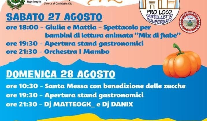 Il 28 e il 29 agosto a Castelletto Monferrato la nona edizione della “Sagra della Zucca”