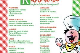 Sabato 3 e domenica 4 settembre a San Salvatore un tour gastronomico dello stivale con “Regionando”