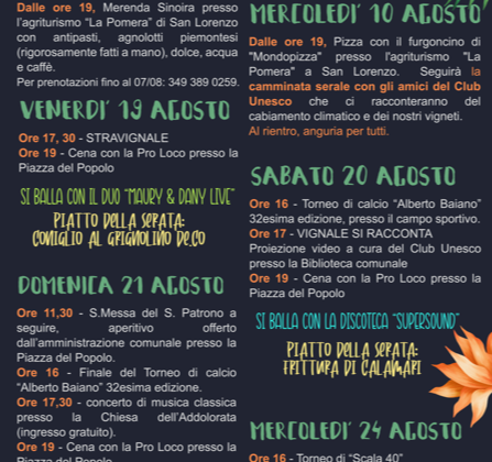 Il 10 agosto pizza e camminata serale a Vignale Monferrato