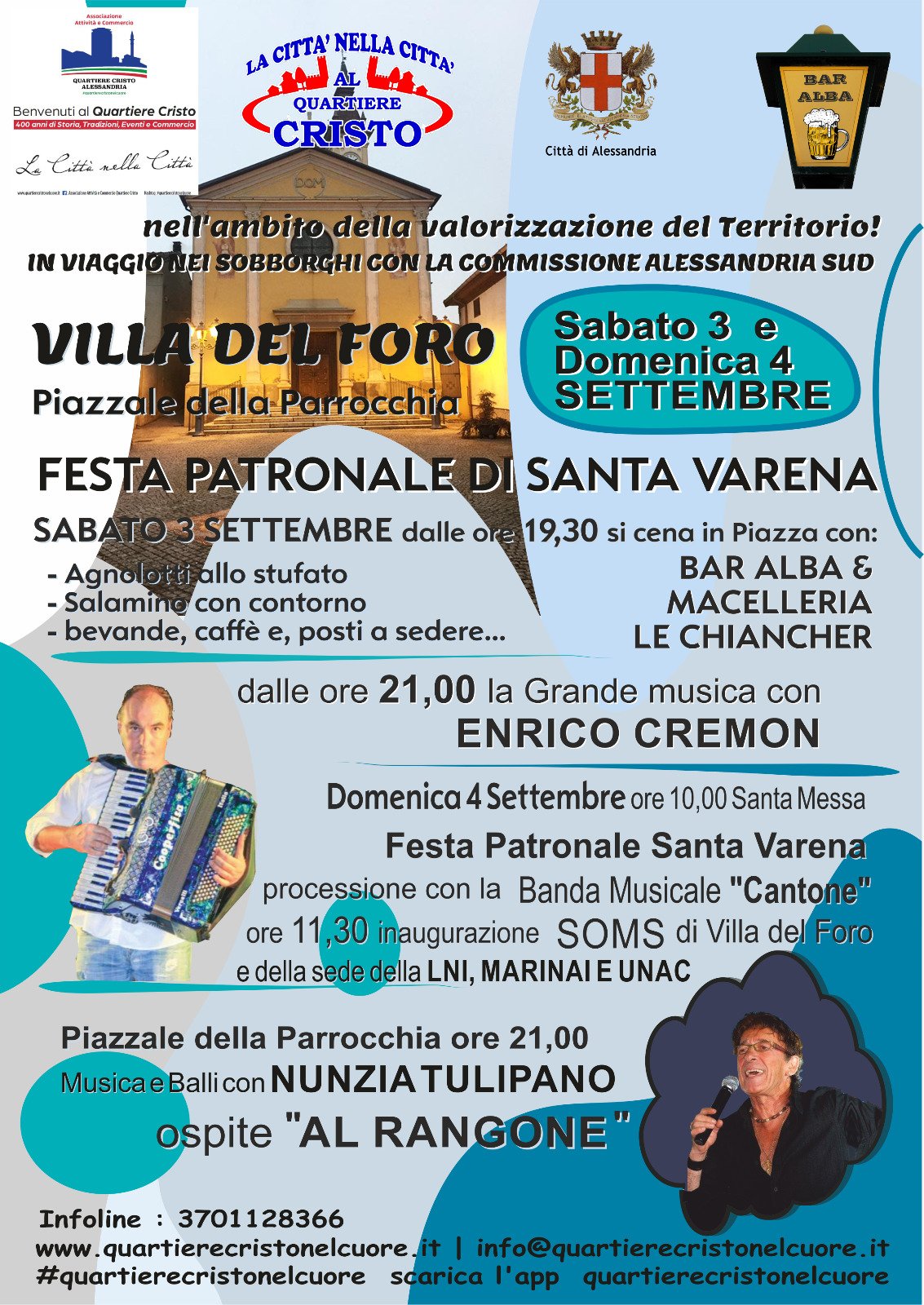 Dal 3 al 5 settembre la festa di Santa Varena a Villa del Foro, con la riapertura della Soms