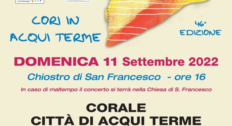 Domenica 11 settembre ad Acqui Terme la 46esima edizione di “Cori Settembre”