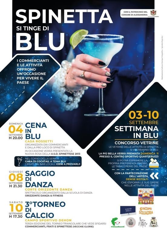 Dal 3 al 10 settembre “Spinetta si tinge di blu”: tanti appuntamenti per vivere il paese