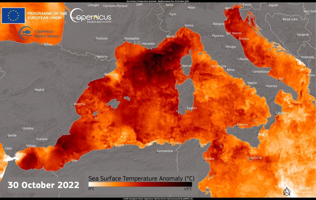 Temperature mare Mediterraneo - Credit: European Union, Copernicus Marine Service data
