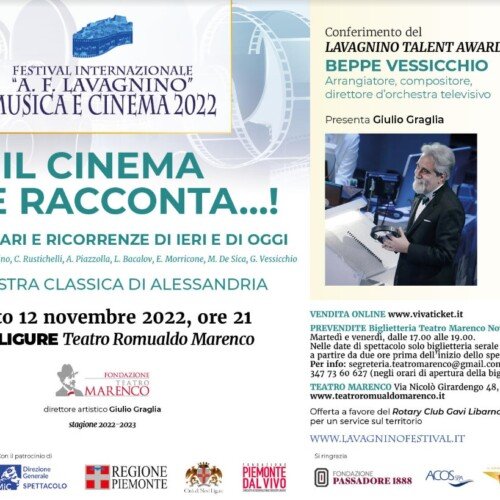 Il 12 novembre il Maestro Beppe Vessicchio al Teatro Marenco per la serata “Il cinema che racconta”