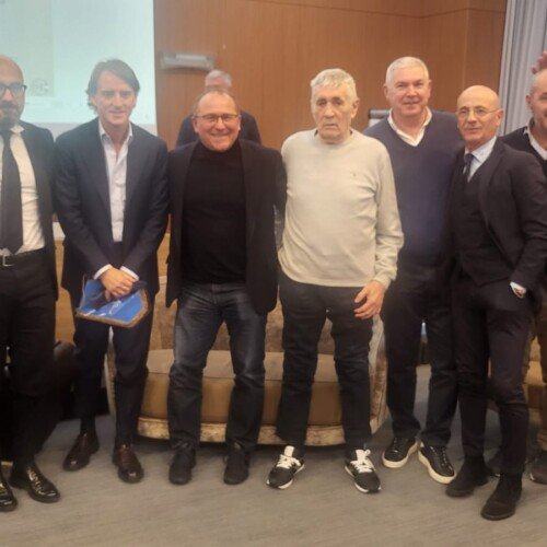 Il ct Mancini ospite a sorpresa ad Alessandria alla serata Golden Coach insieme all’amico Sergio Viganò
