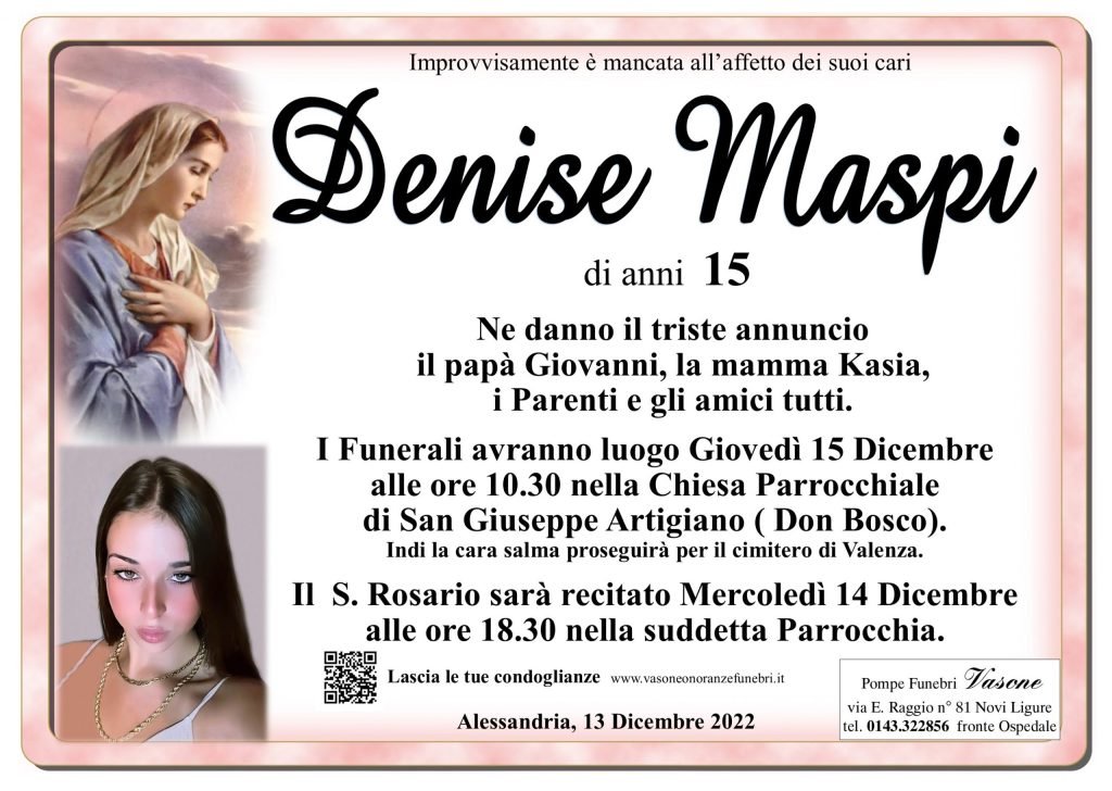 Manifesto funebre Denise Maspi