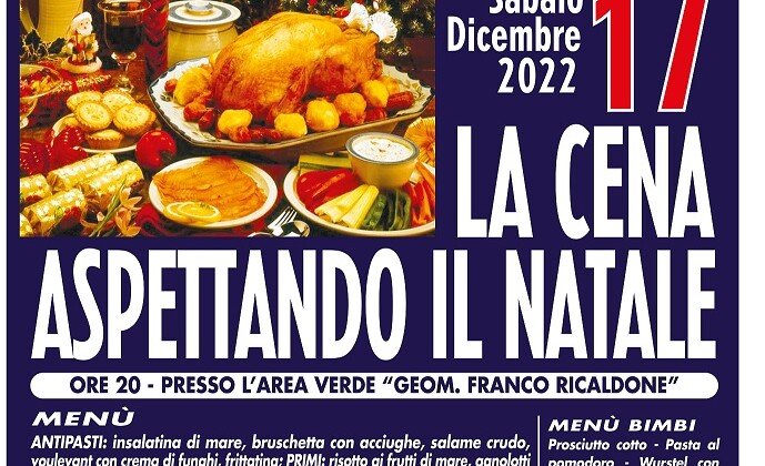 Il 17 dicembre a Giardinetto la cena “Aspettando Natale”