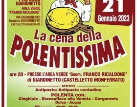 Il 21 gennaio la “Cena della Polentissima” a Giardinetto