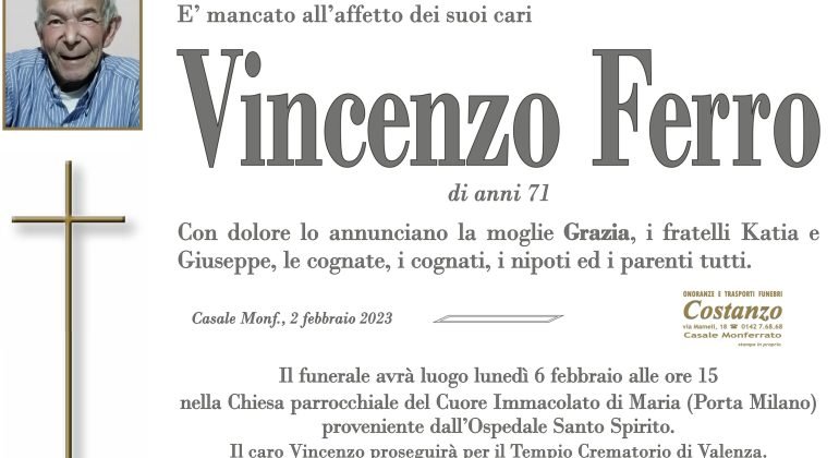 Casale piange il sindacalista Vincenzo Ferro “formidabile attivista dal cuore grande”