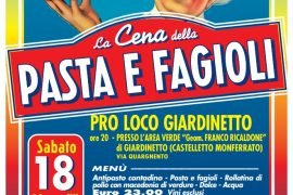 Il 18 marzo a Giardinetto “La cena della pasta e fagioli”