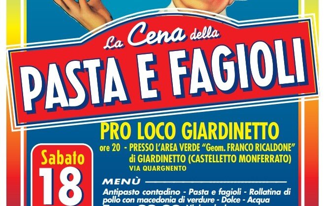 Il 18 marzo a Giardinetto “La cena della pasta e fagioli”