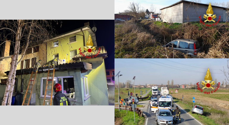 Vigili del Fuoco al lavoro nel lodigiano. Notte intensa tra incendi e incidenti stradali