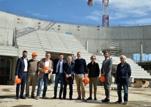 Bertram Derthona: il presidente della Federbasket e il coach azzurro Pozzecco visitano la Cittadella dello Sport