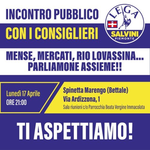 Lega: lunedì sera i consiglieri comunali incontrano i cittadini di Spinetta e Bettale