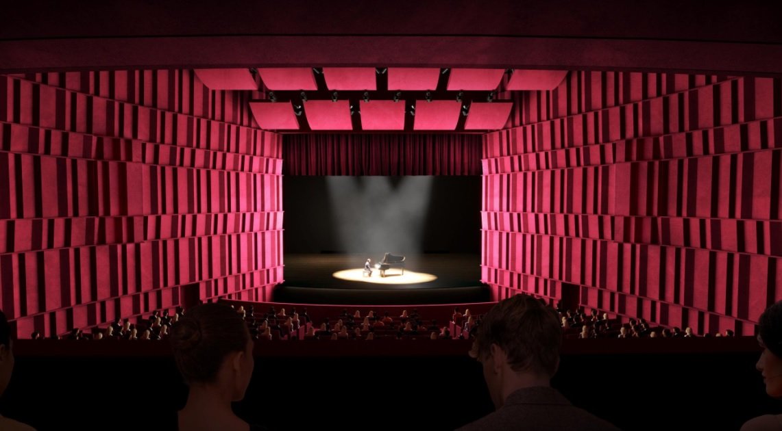 Nuovo teatro di Alessandria con pannelli di alluminio che richiamano i colori del cielo: fine lavori tra tre anni