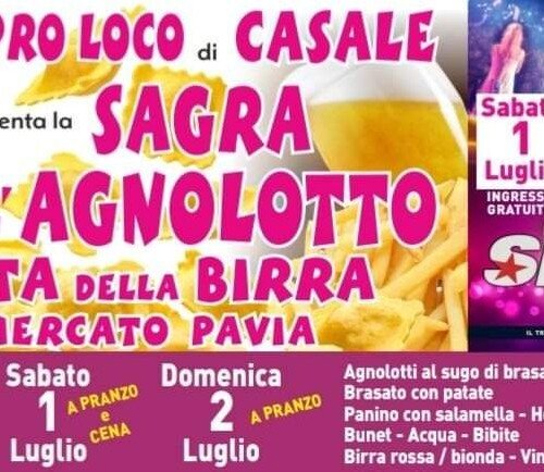 Dal 30 giugno al 2 luglio a Casale Monferrato la sagra dell’agnolotto e la festa della birra