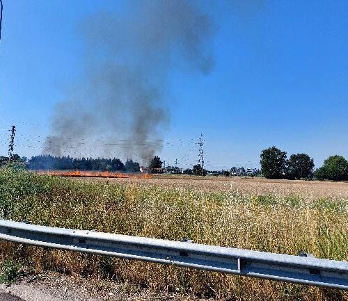 Incendio divampa in un campo a Valmadonna