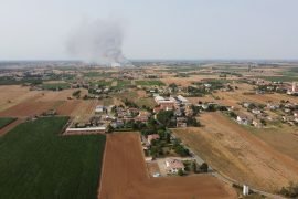 Importante incendio tra San Giuliano Nuovo e Lobbi domato dai Vigili del Fuoco