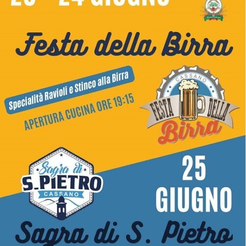 Dal 23 al 25 giugno Festa della Birra e Sagra di San Pietro a Cassano Spinola