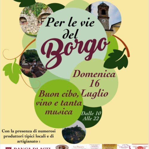 Domenica 16 luglio buon cibo, vino e tanta musica “Per le vie del borgo” di Orsara Bormida