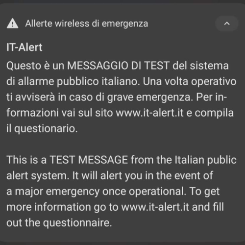 IT-Alert: oggi in Emilia Romagna la sperimentazione. Possibile coinvolgimento anche della provincia di Pavia