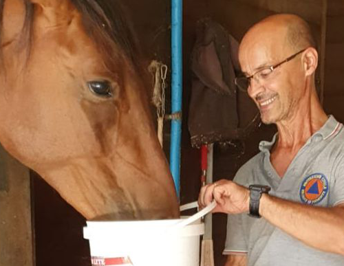 LA FOTO: La Protezione Civile disseta anche gli animali: acqua ai cavalli di Cremolino