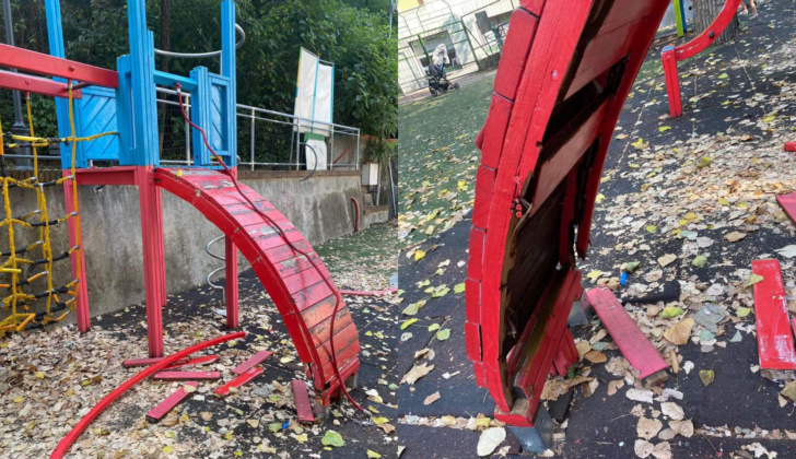Vandali distruggono i giochi del parco “La Lucciola” a Tortona. Assessore: “Gesto vile che ferisce tutta la città”