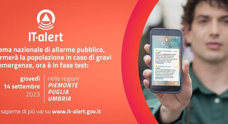 Giovedì alle 12 il test del nuovo sistema di allarme pubblico su tutti i cellulari del Piemonte