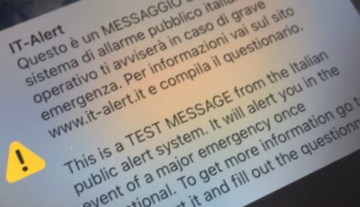 Arrivato in provincia di Pavia il messaggio di test IT-Alert