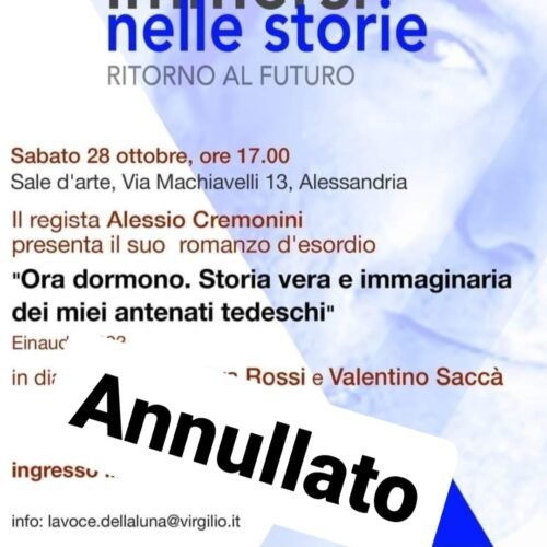 Annullata la presentazione del libro di Alessio Cremonini alle Sale d’Arte. Confermato il film “Profeti” alla Gambarina