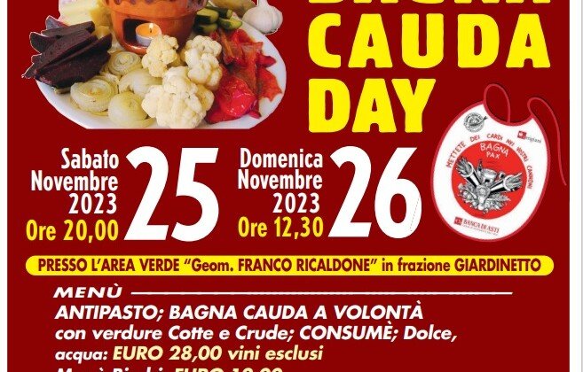 Sabato 25 e domenica 26 novembre a Giardinetto c’è il Bagna Cauda Day