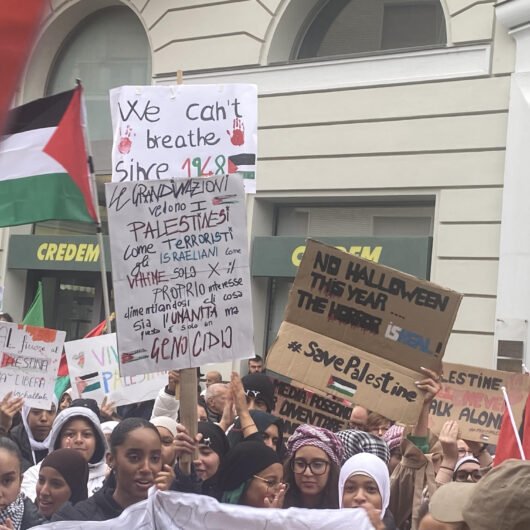 “Palestina libera”: oltre 200 persone in piazza Marconi ad Alessandria per lo stop alla guerra